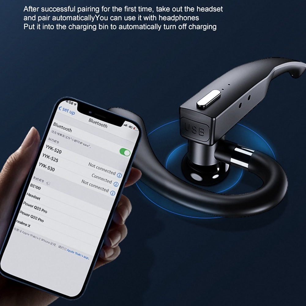 YYK-525 IPX7 Waterproof Single Ear Bluetooth Headphone ANC Active Noise Cancelling Business Hanging Earphone (with Charging Case) YYK-525 IPX7 Waterproof Single Ear Bluetooth Headphone ANC Active Noise Cancelling Business Hanging Earphone (with Charging Case)